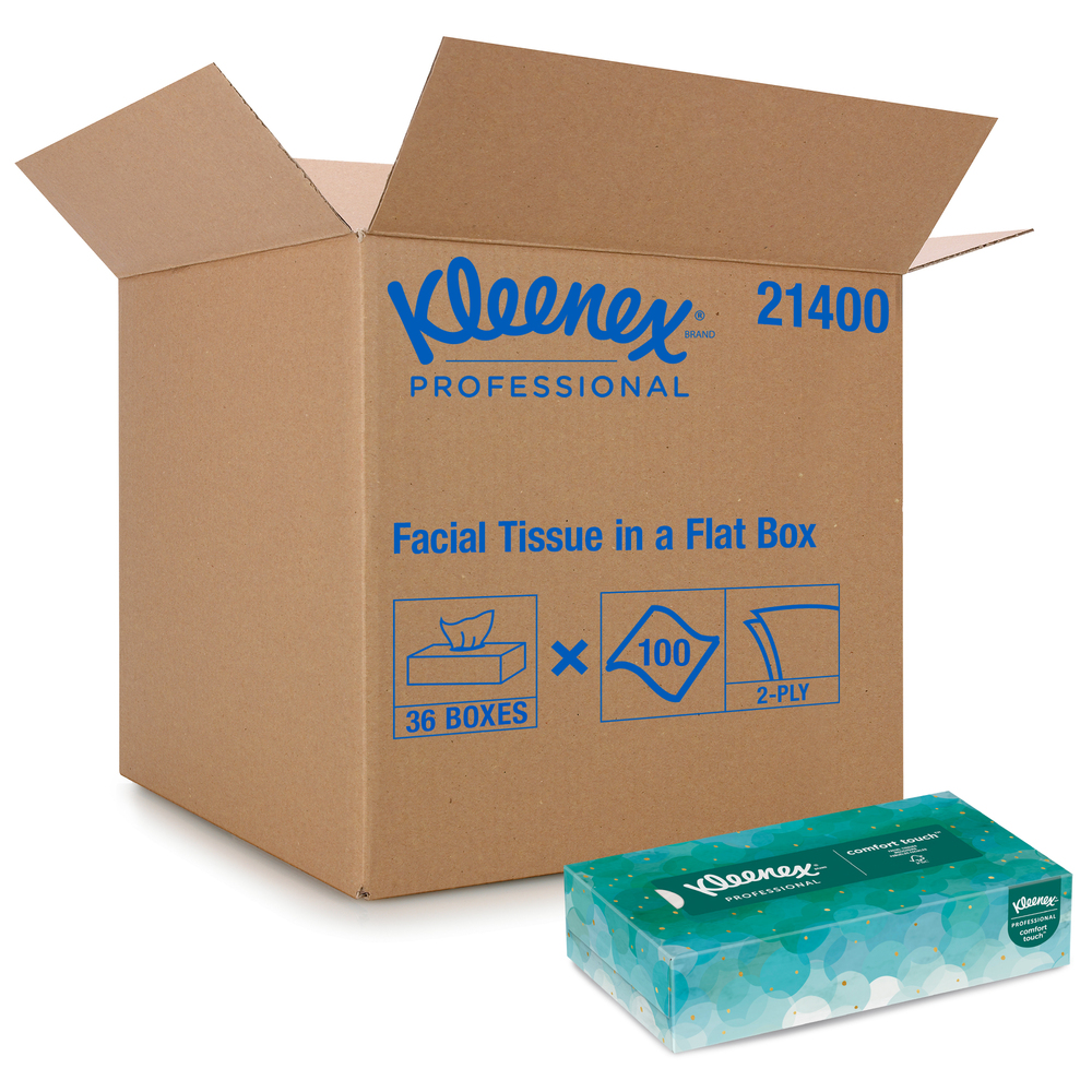 Mouchoirs Kleenex® Professional (21400), 2 épaisseurs, blancs, boîtes de  mouchoirs plates pour les entreprises (100 mouchoirs/boîte, 36  boîtes/caisse, 3 600 mouchoirs/caisse)